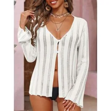 Stylish Langwyqu Womens Crochet Cardigan for Summer