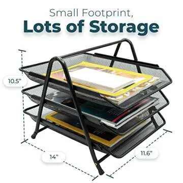 Greenco Letter Tray Desk Organizer, 3-Tier Mesh Paper Tray - Document, Letter, Office Paper Organizer for Desk - Paper Holder for Desk - Desk Tray -Desk Paper Organizer, Black