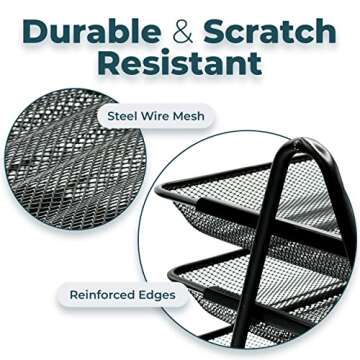 Greenco Letter Tray Desk Organizer, 3-Tier Mesh Paper Tray - Document, Letter, Office Paper Organizer for Desk - Paper Holder for Desk - Desk Tray -Desk Paper Organizer, Black