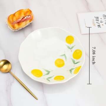 Koythin Salad Bowls, Dinner Plates, Ceramic Handmade Salad Dessert Appetizer Diet Plate, 8-Inch Stoneware Plate for Home kitchen and Party Decorations, Microwave and Dishwasher Safe (Orange)