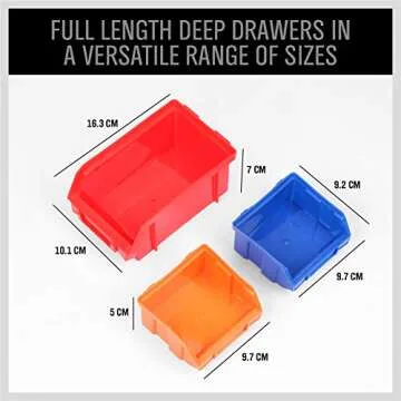 30-Bin Wall-Mounted Storage Rack System - Heavy-Duty Garage Tool Organizer for Screws, Nuts, Bolts, Nails, Beads, and Small Hardware Parts - Easy Installation and Customizable Red Blue Orange