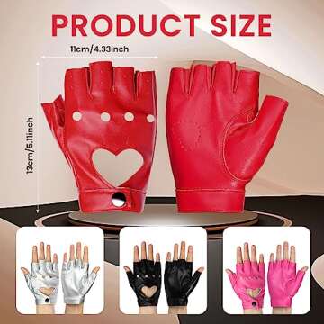 gootrades Punk Fingerless Dance Glove For Women, Jazz Style Glove, PU Leather (Rose Red)