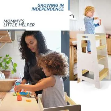 WOOD CITY Kitchen Step Stool for Kids - Safe & Adjustable