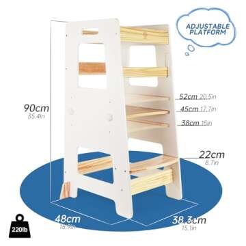 WOOD CITY Kitchen Step Stool for Kids - Safe & Adjustable