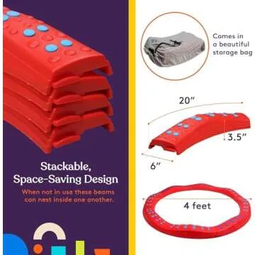 Special Supplies Wavy Circle Balance Beams Stepping Stones for Kids, 8 Pc. Set, Non-Slip Textured Su...