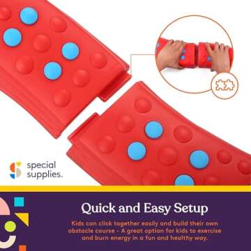 Special Supplies Wavy Circle Balance Beams Stepping Stones for Kids, 8 Pc. Set, Non-Slip Textured Surface and Slip Resistant Floor Rubber Edges, Promote Agility, Strength, Active Play