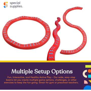 Special Supplies Wavy Circle Balance Beams Stepping Stones for Kids, 8 Pc. Set, Non-Slip Textured Surface and Slip Resistant Floor Rubber Edges, Promote Agility, Strength, Active Play