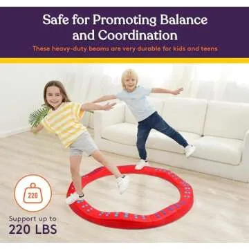 Special Supplies Wavy Circle Balance Beams Stepping Stones for Kids, 8 Pc. Set, Non-Slip Textured Surface and Slip Resistant Floor Rubber Edges, Promote Agility, Strength, Active Play