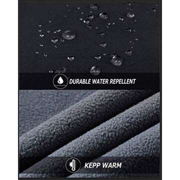 TRAILSIDE SUPPLY CO. Men's Softshell Jacket Fleece Lined Windbreaker,Lightweight Water Resistant Winter Coat,Dark Grey, XL