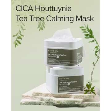 Mary&May CICA Houttuynia Tea Tree Calming Mask - Daily Pull Out Sheet Mask for Instant Soothing & Mo...