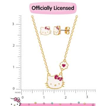 Hello Kitty Jewelry Set - Necklace & Earrings for Kids
