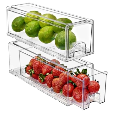 Sorbus Fridge Drawers - Clear Stackable Pull Out Refrigerator Organizer Bins - Food Storage Containe...