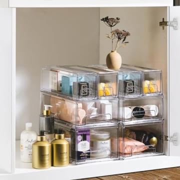 Sorbus Stackable Fridge Organizer - Clear Bins for Storage