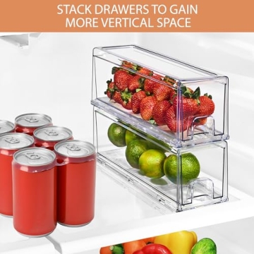 Sorbus Stackable Fridge Organizer - Clear Bins for Storage