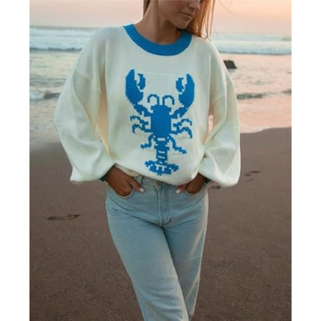 SOOKABEILA Women Y2K Graphic Sweater Long Sleeve Knit Top