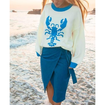 SOOKABEILA Women Y2K Graphic Sweater Long Sleeve Knit Top