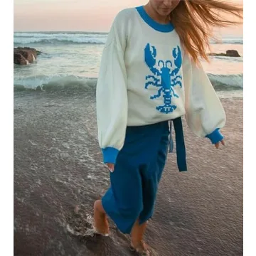 SOOKABEILA Women Y2K Graphic Sweater Long Sleeve Knit Top