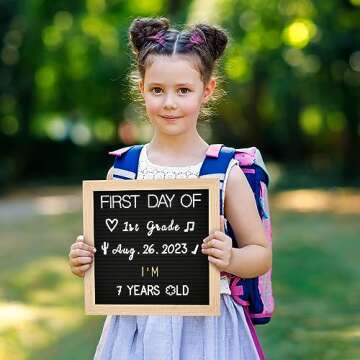 Changeable Felt Letter Board with Letters, Pre Cut & Sorted 725 Letters, First Day of School Board, 10x10 Inch Message Board, Classroom Decor Farmhouse Wall Decor Sign Board