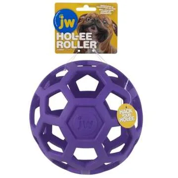 JW Pet Hol-ee Roller Dog Toy Puzzle Ball, Natural Rubber, Extra Large (7.5 Inch Diameter), Colors May Vary
