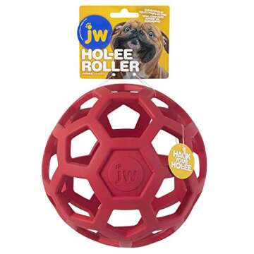 JW Pet Hol-ee Roller Dog Toy Puzzle Ball, Natural Rubber, Extra Large (7.5 Inch Diameter), Colors May Vary