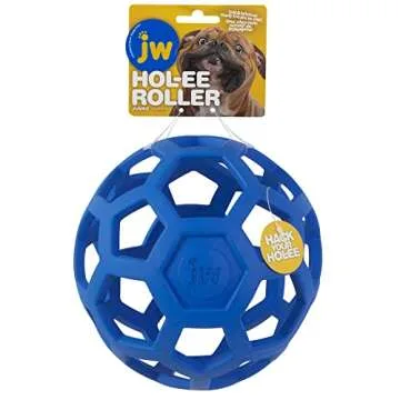 JW Pet Hol-ee Roller Dog Toy Puzzle Ball, Natural Rubber, Extra Large (7.5 Inch Diameter), Colors May Vary