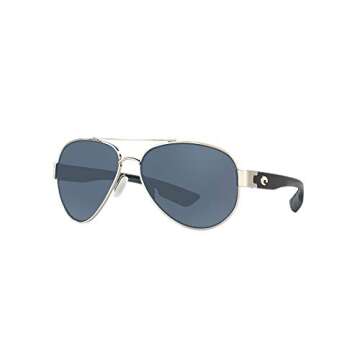 Costa Del Mar Mens South Point Aviator Sunglasses, Palladium/Grey Polarized-580P, 59 mm