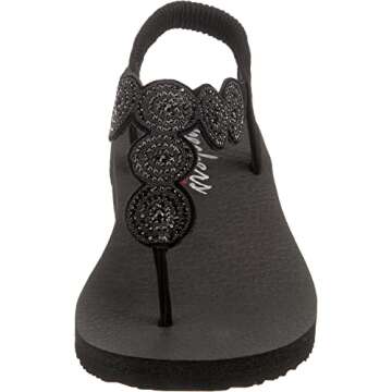 Skechers Women's Meditation-Stars & Sparkle-Circular Rhinestone Slingback Thong Flip-Flop