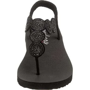 Skechers Women's Meditation-Stars & Sparkle-Circular Rhinestone Slingback Thong Flip-Flop