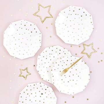 Meri Meri Gold Star Confetti Plates for Celebrations
