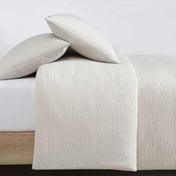 Calvin Klein - King Comforter Set, Luxuriously Soft & Breathable Bedding with Matching Shams, Casual Home Decor (Seersucker Beige, King)