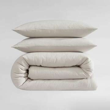 Calvin Klein - King Comforter Set, Luxuriously Soft & Breathable Bedding with Matching Shams, Casual Home Decor (Seersucker Beige, King)