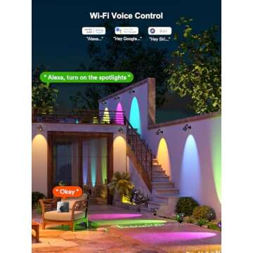 ANGELHALO Outdoor Spot Lights, Smart Landscape Spotlights IP65 Waterproof, WiFi Low Voltage Color Changing Outdoor Lights for Yard Garden Pathway Lawn, Work with Alexa, 6 Pack, RGBAI