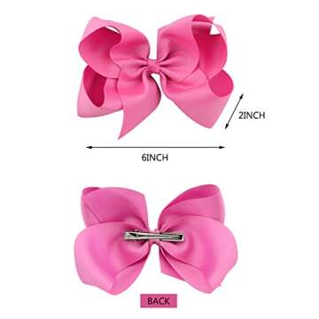 20PCS Big 6 Inch Hair Bows for Girls Grosgrain Ribbon Toddler Hair Accessories with Alligator Clips ...