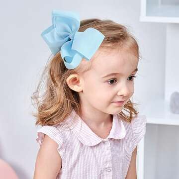 20PCS Big 6 Inch Hair Bows for Girls Grosgrain Ribbon Toddler Hair Accessories with Alligator Clips for Toddlers Baby Girls Kids Teens