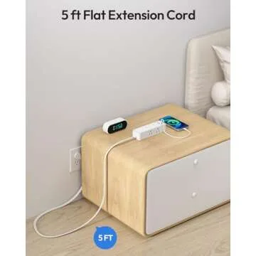 NTONPOWER Surge Protector Power Strip(1080J), Ultra Thin Flat Plug Extension Cord 5ft, 6 Widely Outlets with 3 USB Ports (1 USB C), 3 Sided Compact Power Strip for Home, Travel, College