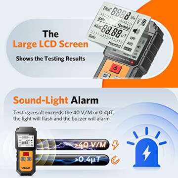 EMF Meter Reader Ghost Hunting - Digital Handheld EMF Detector Electromagnetic Field Radiation Detector Paranormal Equipment Tester with LCD Backlight Sound-Light Alarm for Home Office EMF Inspections