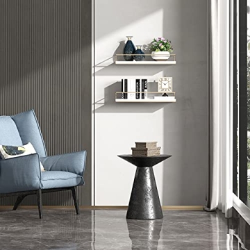 White Floating Shelves with Golden Towel Rack Set