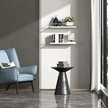 White Floating Shelves with Golden Towel Rack Set