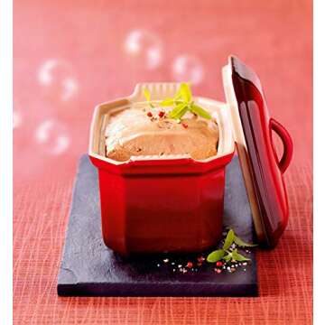 Le Creuset Heritage Stoneware 3/4-Quart Pate Terrine with Press, Cerise (Cherry Red)