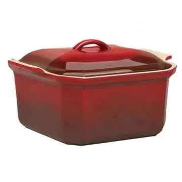 Le Creuset Heritage Stoneware 3/4-Quart Pate Terrine with Press, Cerise (Cherry Red)