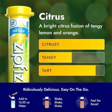 Zipfizz Daily Energy Drink Powder, Citrus, 20 Pack, 3-in-1 Sustained Energy, Rapid Hydration, and Essential Vitamins, Sugar-Free, Electrolyte Powder, Contains Vitamin B-12 & Antioxidants