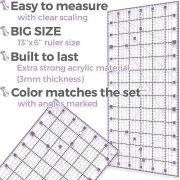 Rotary Cutter Set pink - Quilting Kit incl. 45mm Fabric Cutter, 5 Replacement Blades, A3 Cutting Mat, Acrylic Ruler and Craft Clips - Ideal for Crafting, Sewing, Patchworking, Crochet & Knitting x