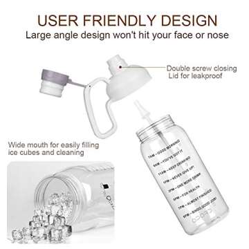 Opard Half gallon Water Bottle with Time Marker, 64oz Motivational Water Jug Large Sports Water Bottle with Straw Handle BPA Free for Gym Fitness (White)