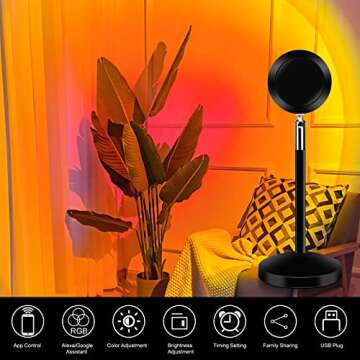 CIUJOY Sunset Lamp Projection - Smart APP Control, RGB Colors, Voice Assistant