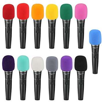 13 Pack Thick Handheld Stage Disposable Microphone Windscreen Foam Cover Karaoke DJ (13 Color)