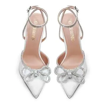 DREAM PAIRS Women's High Heels Destiny Closed Toe Strappy Heels Sexy Rhinestone Ankle Strap Pumps Wedding Bridal Party Dress Shoes DESTINY,Size 9.5,White,SDPU2208W