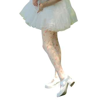 Sahabowi Women's Sexy Sheer Tights, High Waist Pantyhose, Vintage Control Top Stockings,Shaping Transparent Pantyhose Slimming Butt Lifting,Flower White