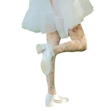 Sahabowi Women's Sexy Sheer Tights, High Waist Pantyhose, Vintage Control Top Stockings,Shaping Transparent Pantyhose Slimming Butt Lifting,Flower White