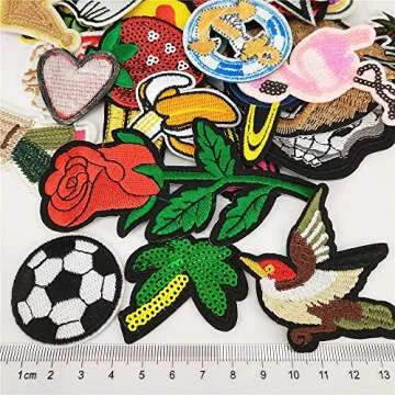 Libiline 20/50/100pcs Random Assorted Styles Embroidered Patch Sew On/Iron On Patch Applique Clothes Dress Plant Hat Jeans Sewing Flowers Applique DIY Accessory (Assorted-Style 5) (50)