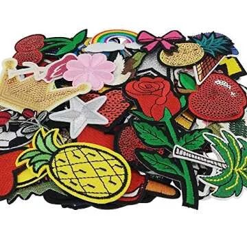 Libiline 20/50/100pcs Random Assorted Styles Embroidered Patch Sew On/Iron On Patch Applique Clothes Dress Plant Hat Jeans Sewing Flowers Applique DIY Accessory (Assorted-Style 5) (50)